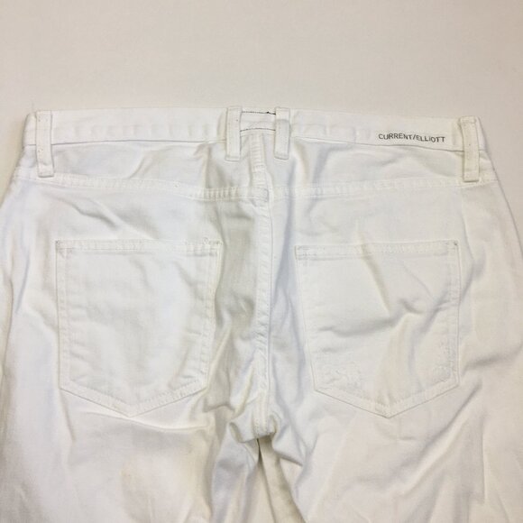 CURRENT ELLIOTT Sugar Destroy Distressed THE BOYFRIEND 5 Pocket Crop Jeans - Picture 10 of 15